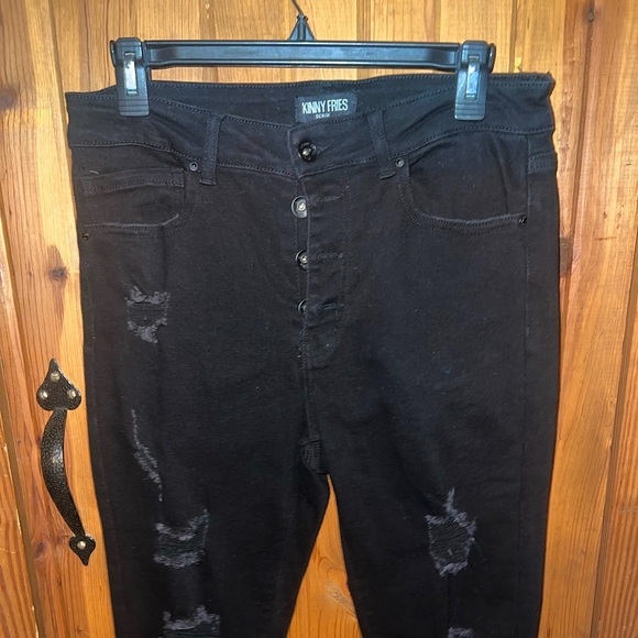 Black Denim distressed jeans. Size 13 new without tag - Picture 2 of 6